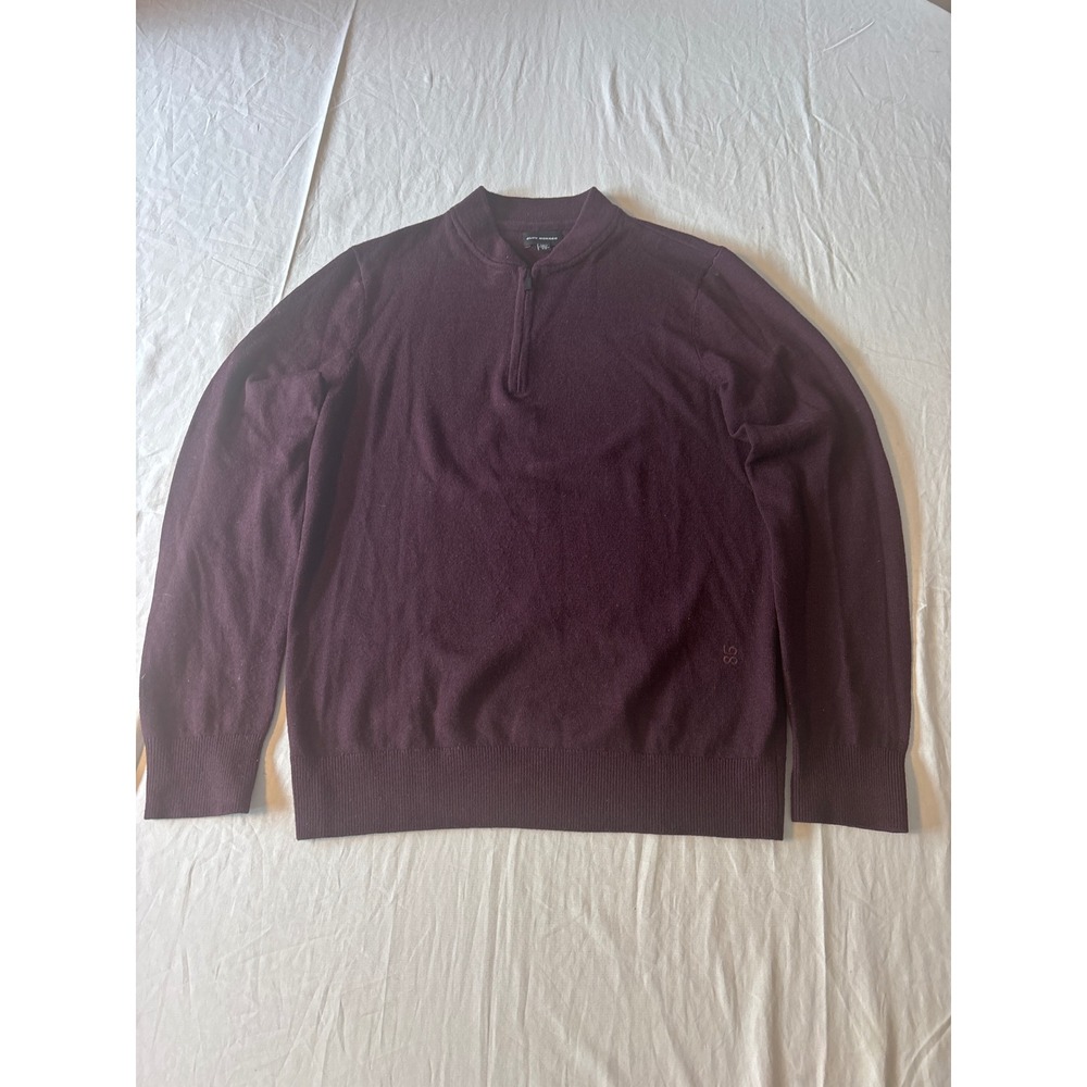Club Monaco Quarter Zip Sweater Mens Small Burgundy Purple Mock Neck‎ Knit 85 EX